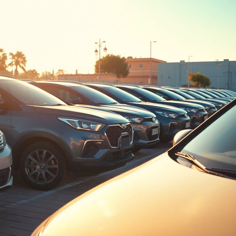 Parking exterior de coches de ocasión de Terrazvivid al atardecer